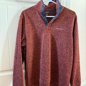 Eddie BauerSnap Collar Sweater, Rust, Size M